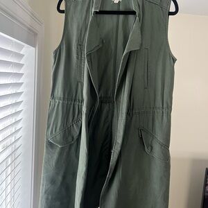 Olive Green Sleeveless Utility Vest